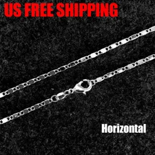 925 Silver Plated Horizontal Chain Necklace Ring Lock 16-24" Women Jewelry