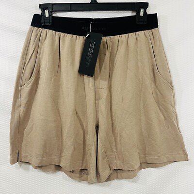 Alphalete Infinity Pro Athletic Shorts Men's Small Unlined Tan Black Pockets