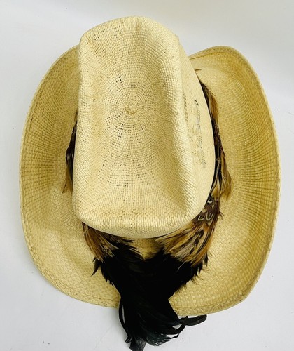 Vintage BEE COOL STRAWS Cowboy Hat Natural feathers - Picture 5 of 11