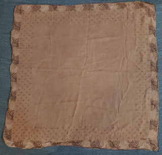 Vintage VERA NEUMANN Sheer Scarf 26" X 26" Brown with Plant/Leaf Pattern