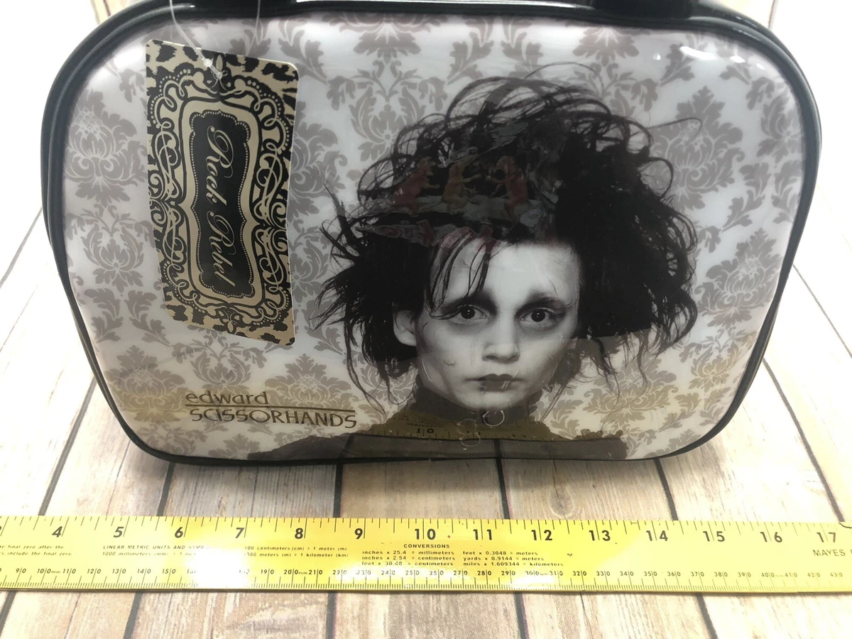Rock Rebel Edward Scissorhands Bowler Bag - Black & White Stripe Vegan Leather Purse