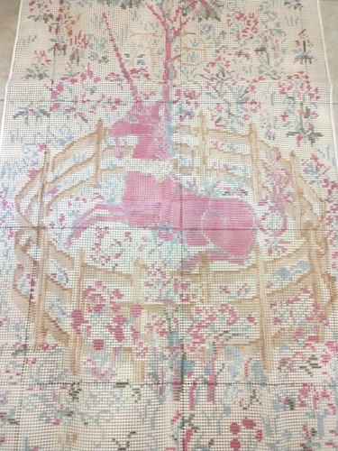 Vintage SHILLCRAFT Hunt of the Unicorn LATCH HOOK Rug Kit 72" x 48" Wool England