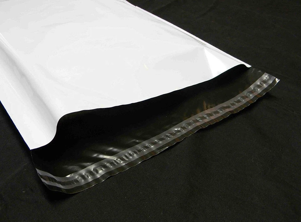 5X Enveloppe Plastique 350x450+40mm Adhésif Blanche Opaque Indéchirable 60u - Photo 2/2
