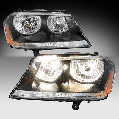 2PCS BLACK HOUSING HEADLIGHT AMBER CORNER FOR DODGE AVENGER 2008-2014 HEADLAMPS