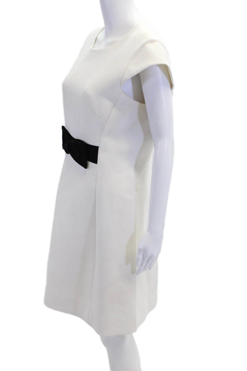 Abito donna Kate Spade New York dettaglio fiocco zip aderente + svasato bianco taglia 12