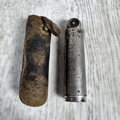 #ad Vintage Original Schrader Balloon Tire Pressure Gauge with pouch. $14.95