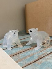 Swarovski 2011 Polar Bear Cubs White Opal Figurines Set of 2 Retired No Box