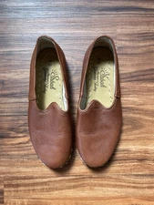 SABAH Fort Worth Brown Leather Slip On Loafer Shoes Hand Crafted Women- 40/US 9