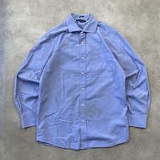Tommy Hilfiger Button-Up Mens Medium Long Sleeve Solid Cotton Shirt, Blue