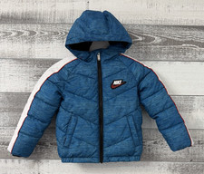 Nike Puffer Hooded Blue Jacket Kids Size XS 3/4 Years Old