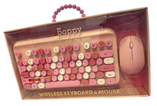 New in box XO Poppy Pops of Pink Wireless Keyboard and Mouse Gift Set
