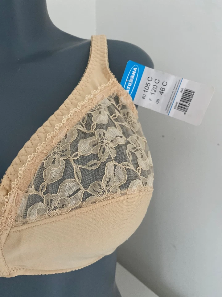 Sujetador Naturana Beige Cierre Frontal 46C Sin Aros Sin Acolchado Soporte 85943 Foto 3 de 4