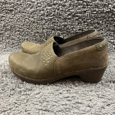 Dansko Women s Mavis Brown Nubuck Studded Slip On Clog Size EU 41 US 10.5-11