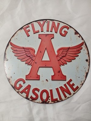 New Reproduction Of A Vintage Metal Flying A Gasoline Sign. A1