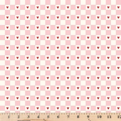 RILEY BLAKE DESIGNS Sweetheart Checks Cream C15501 Valentine's Sale Quilt Cotton Fabric By half yard