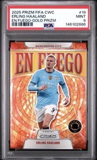 2025 PANINI PRIZM FIFA CLUB WORLD CUP EN FUEGO #19 ERLING HAALAND 10/10 PSA 9