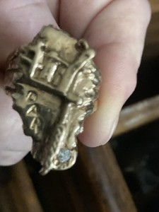 10kt Solid Gold Tattoo Machine Ring With Diamond