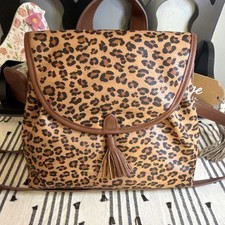 Leopard Print Brown Black Crossbody Tassel Accent Gold Hardware Zip Purse NWOT 