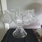 Anchor Hocking Early American Prescut EAPC Star of David 27 pc Punch Bowl Set
