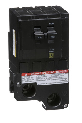 Square D QO2200 200A Two-Pole Circuit Breaker - Black