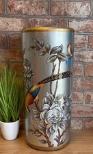 Silver Floral and Birds Ceramic Umbrella/Walking Stick Stand /Large Vase MIN0885