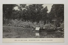 Mill on the Floss Riverview Park Chicago IL Black & White Divided Back Postcard