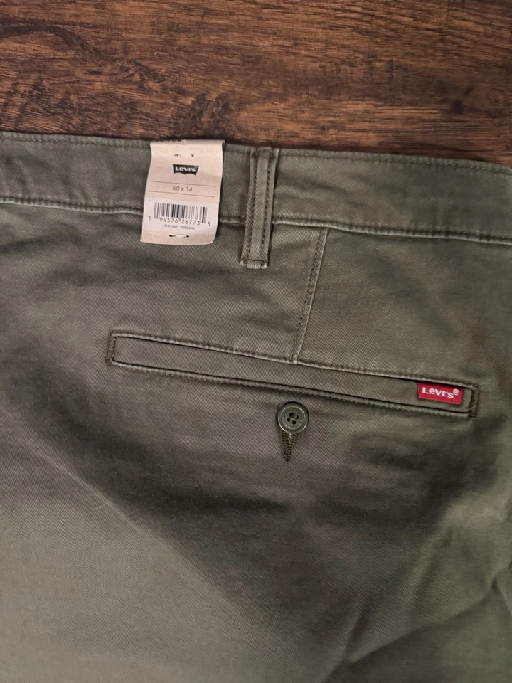 Levis XX Chino Pants Mens 50x34 Green Standard Taper Cotton Stretch - Image 2 of 4
