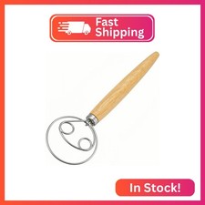 Agttete Danish Dough Whisk Stainless Steel with Dough Hook Dutch Style Bread Mix