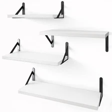 Floating Shelves for Wall, Different Sizes White Wall Shelves for Living Room...