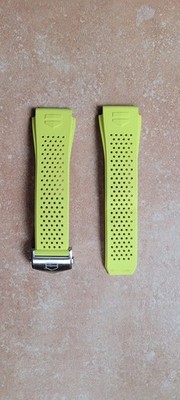 TAG Heuer BT6237 E3 E4 Connected Lime Yellow Rubber Band Mens Watch Strap FC5090