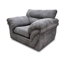 DFS 'Zana' Armchair Slate Marley Single Snuggler Jumbo Chord Chair NEW