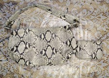 Vintage Black Snakeskin Embossed Leather Shoulder Bag with Coin Purse — listing 2