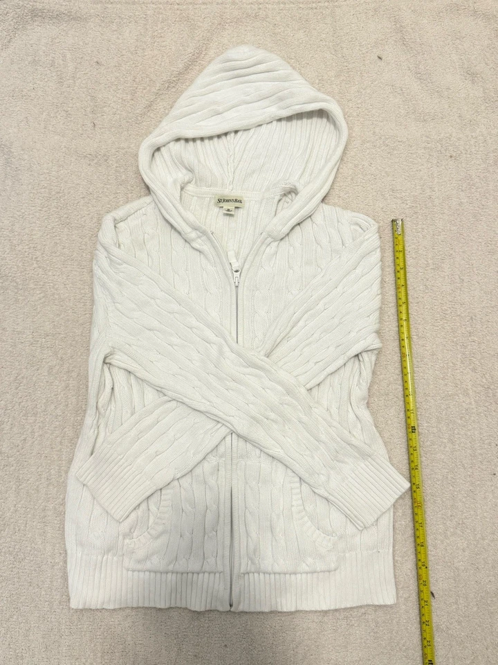 Sudadera con capucha St. John’s Bay para mujer XL blanca tejida con cable cremallera mezcla de algodón Foto 2 de 4