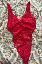 Vintage Victoria's Secret GOLD LABEL red lace lingerie teddy bodysuit 1990 s
