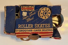 Vintage Union Hardware Roller Skates No 10 Super Speed Metal USA Box Key