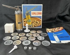Vintage SAWA 2000 Deluxe Metal Cookie Press Decorator Gun w/Box Sweden Complete