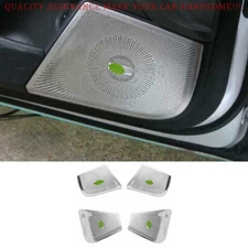 For Cadillac CT6 2016-2020 Silver Steel Inner Door Speaker Panel Cover Trim 4PCS