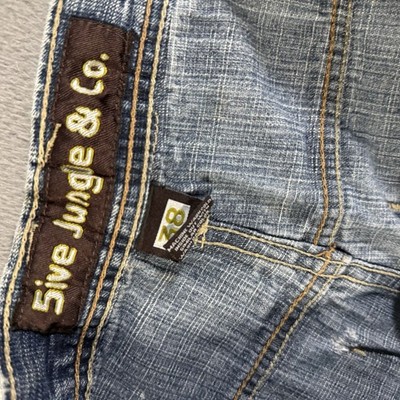 Vintage 5ive Jungle & Co. Jeans Mens 38 Faded Blue Denim Wide Leg
