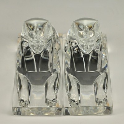 BACCARAT Original Vintage Signed Crystal Glass Sphinx Sculpture Figurine Statues