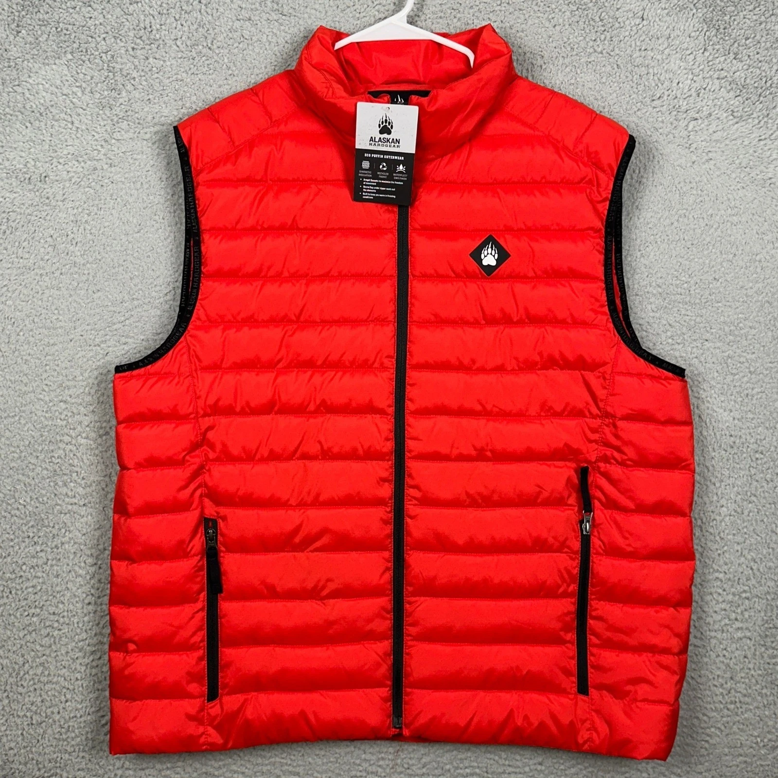 NEW Alaskan Hardgear AKHG Eco Puffin Vest Mens XL Red Quilted Mock Neck Full Zip