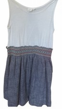 Gap Kids Girls Dress Size S White Knit Top Chambray Smocked Summer Dress