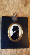 1815 ANTIQUE REGENCY SILHOUETTE PORTRAIT MINIATURE - REVERSE PAINTED ON GLASS