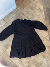 Gianni Bini Dress Small Black Sheer Long Sleeve Boho Ruffle Coquette