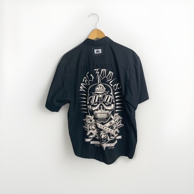 MAC TOOLS Short Sleeve Work Shirt (Black, Skull Graphic, Size L)