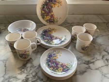 Vintage Melamine Set - White with Autumn Flowers...24 pcs