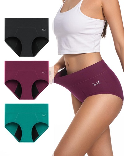 High Absorbency Period Underwear for Women Washable Leakproof Panties 3PK XSmall