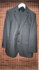 Haggar 2PC Pinstripe Black/White Suit Men's 44L Blazer - 34/32 Slacks