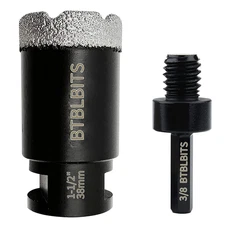 Dry Diamond Core Drill Bit 1-1/2 Inch Tile Diamond Hole Saw for Angle Grinder Po