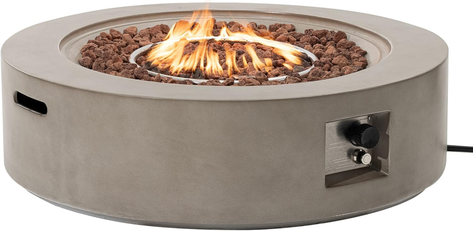 Propane Fire Pit Table, 42" Round, 50,000 BTU, Concrete Finish, Gray