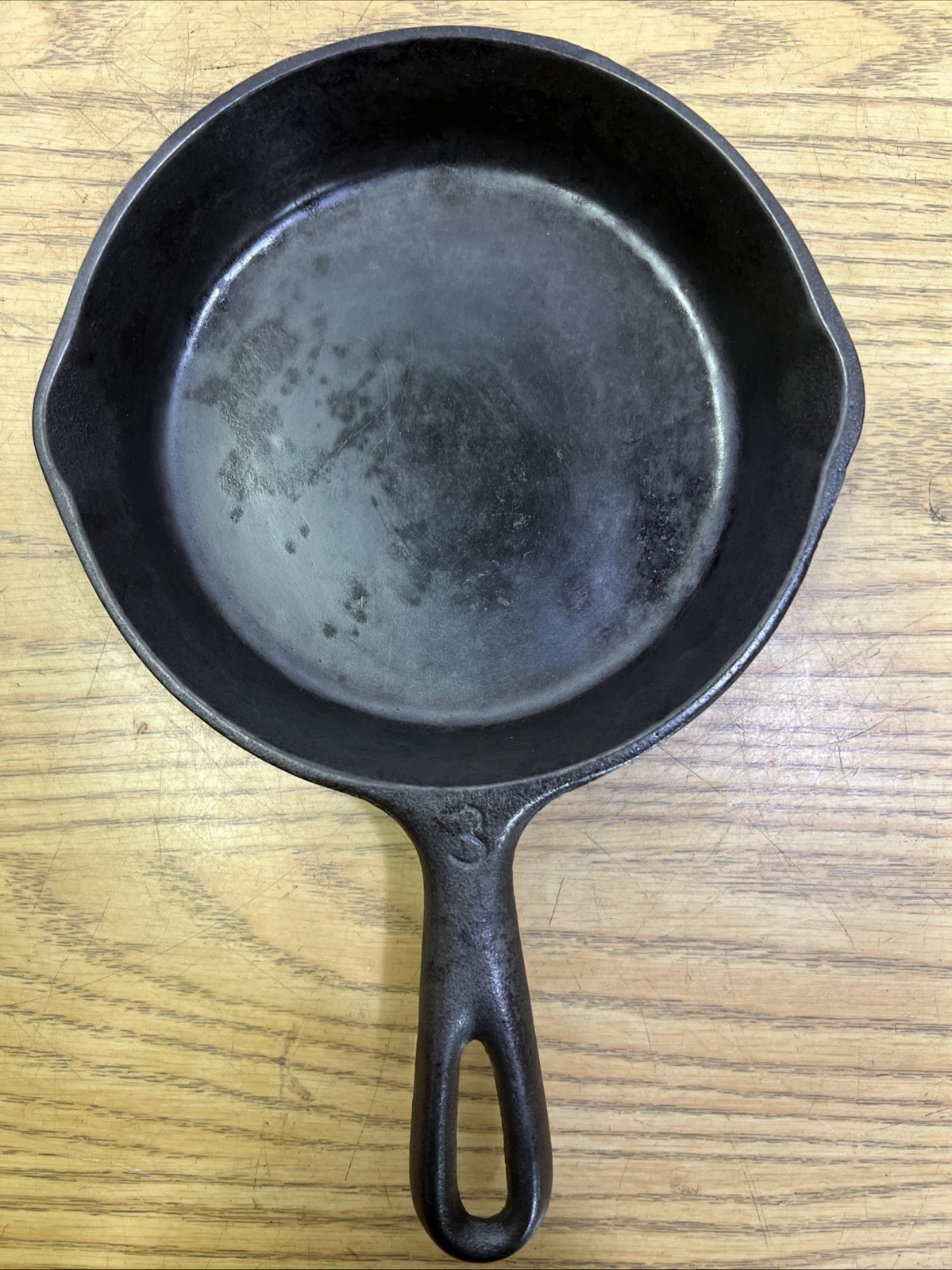 Vintage Vollrath Cast Iron Skillet, Unmarked No 3, Sits Flat, Heat Ring Restored